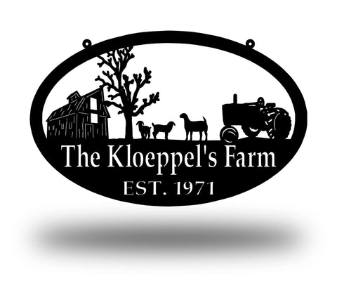 Metal Farm Sign , Goats And Tractor Personalized Family Name Metal Sign Housewarming Gift Wedding Gift Personalized Gift Laser Cut Metal Signs Custom Gift Ideas
