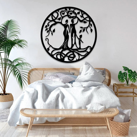 Mom, Dad And Kid Tree Of Life Metal Sign, Wedding Gift Laser Cut Metal Signs Custom Gift Ideas