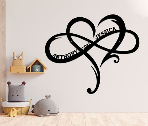 Infinite Heart Metal Sign For Couple, Love Established Sign Door Hanger, Personalized Infinity Symbol, Custom Heart Name,wedding Date Sign Laser Cut Metal Signs Custom Gift Ideas