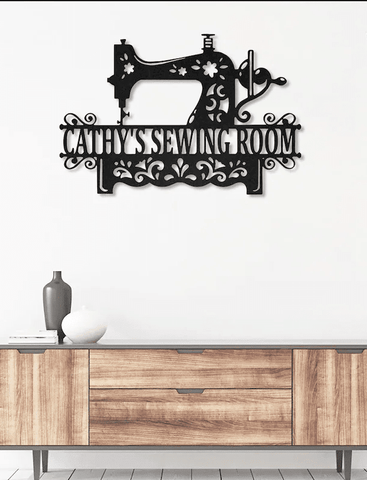 Custom Sewing Room Monogram Personalized Metal House Sign