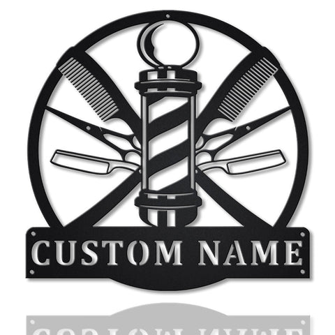 Barber Hair Stylist Monogram Personalized Metal House Sign