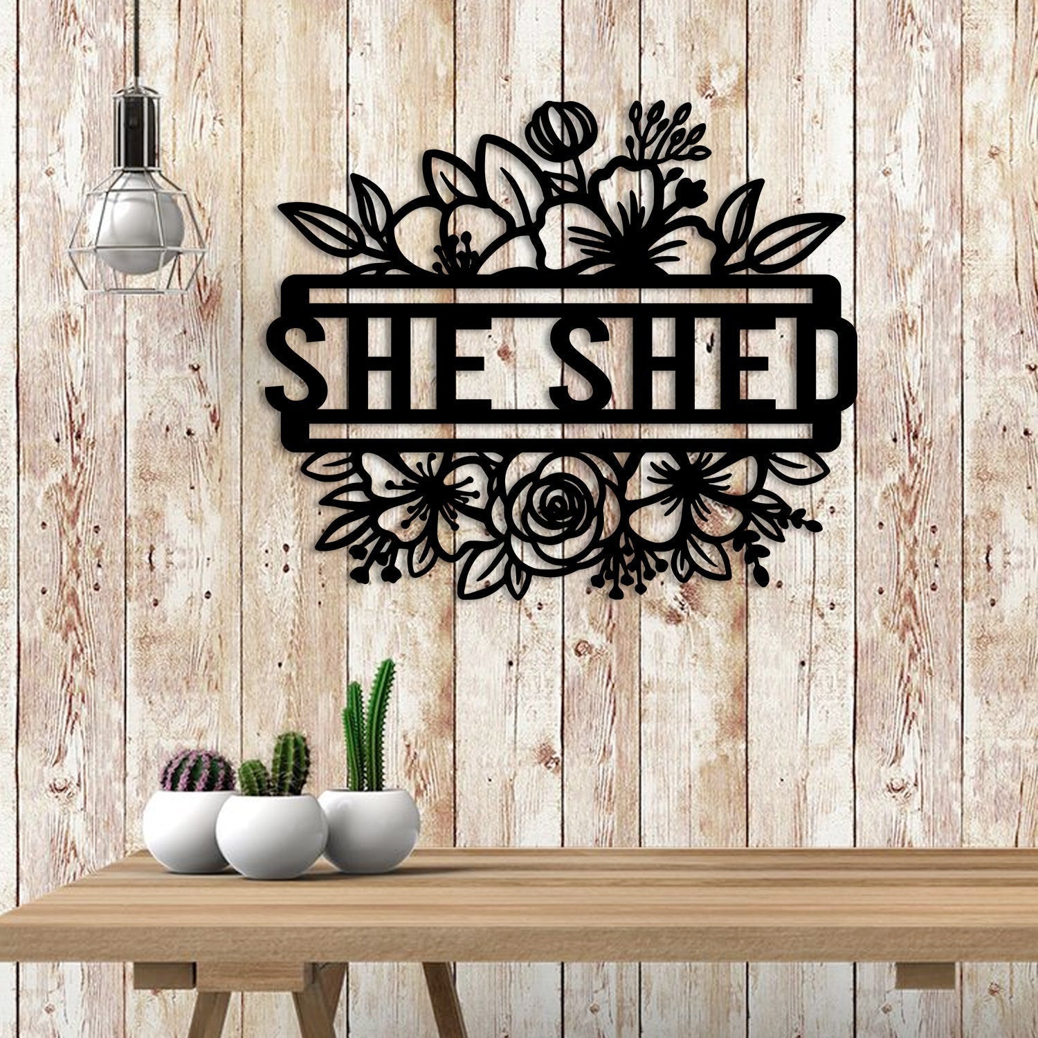 Custom Floral She Shed Metal Art, Gardening Decoration Laser Cut Metal Signs Custom Gift Ideas