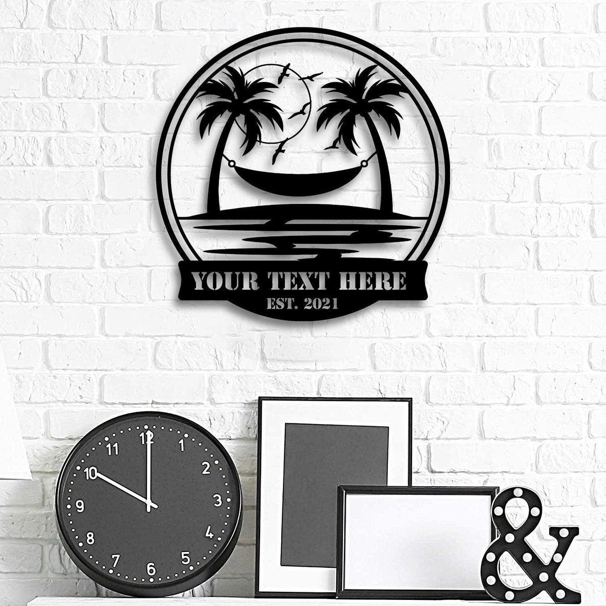 Family Name Beach Metal Sign, Metal Beach Sign, Beach House Decor, Outdoor Family Sign, Palm Tree Hammock,tropical Island Metal Laser Cut Metal Signs Custom Gift Ideas