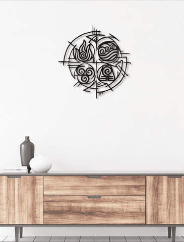 Four Elements Earth Water Air Fire Metal House Sign