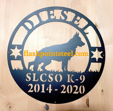 K9 Officer, Police K9, Veteran, Retirement Officer, Wall Decor, Plasma Cut Steel Sign, Custom Sign, Welcome Sign, Personalized Sign Laser Cut Metal Signs Custom Gift Ideas