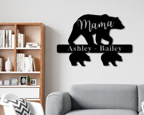 Mama Bear Metal Sign, Personalized Mother's Day Gift, Bear Cubs Sign, Custom Mother's Day Sign, Gift For Mom, Gift From Kids, Kitchen Decor Laser Cut Metal Signs Custom Gift Ideas