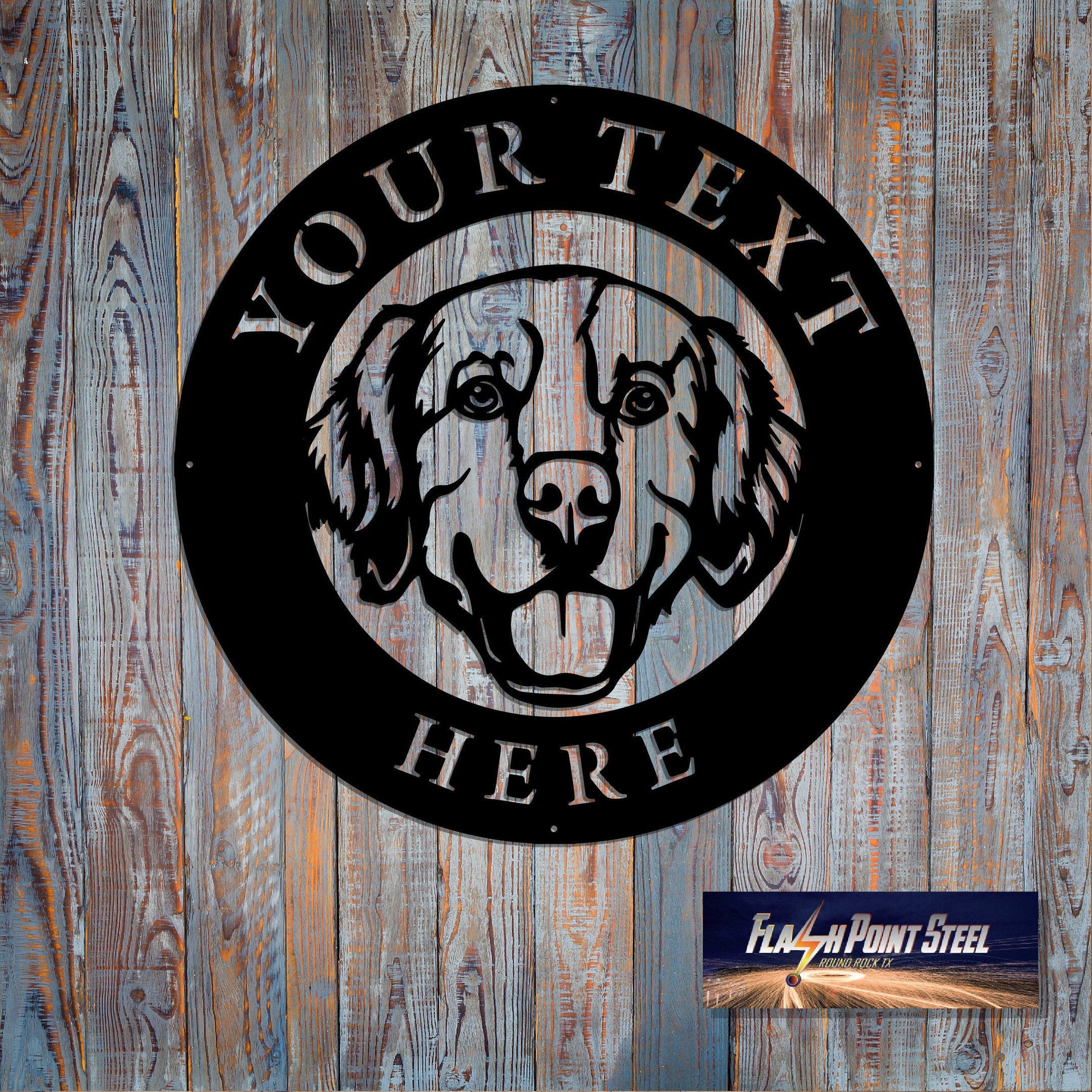Golden Dog Sign, Dog House, Family Dog, Entrance Sign, Wall Decor, Plasma Cut Steel Sign, Custom Sign, Welcome Sign, Personalized Laser Cut Metal Signs Custom Gift Ideas