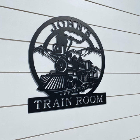 Train Name Plaque, Cut Metal Sign, Metal Wall Art, Metal House Sign Laser Cut Metal Signs Custom Gift Ideas