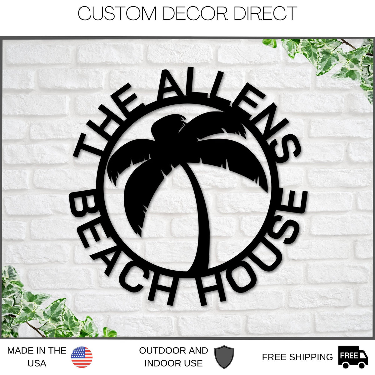 Palm Tree Metal Sign, Beach House Personalized, Steel Metal Wall Sign, Wall Customized With Name And Palm Trees, Personalized, Beach Decor Laser Cut Metal Signs Custom Gift Ideas