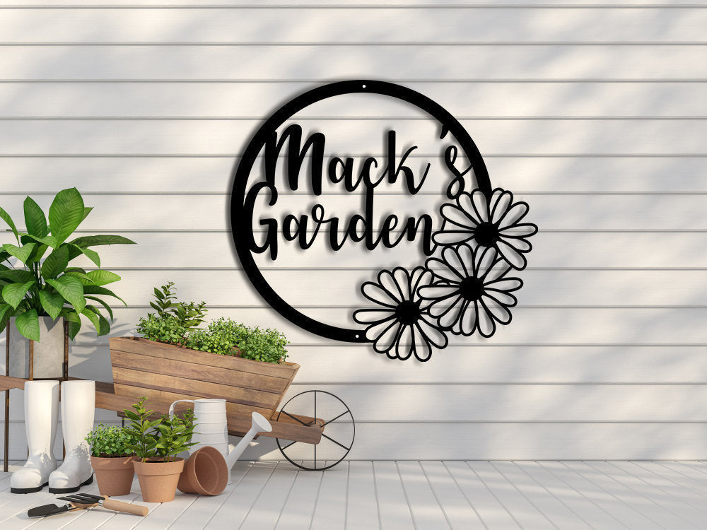 Personalized Flower Garden Name Sign, Gift For Gardener, Decorative Hanging, Outdoor Decor, Flower Sign, Plaque Moms Garden Laser Cut Metal Signs Custom Gift Ideas