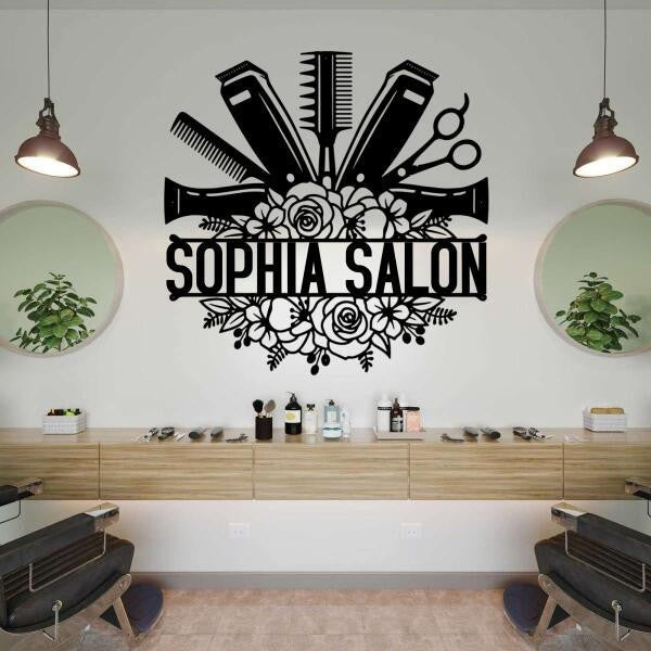 Personalized Hair Salon Barbershop Cut Metal Sign