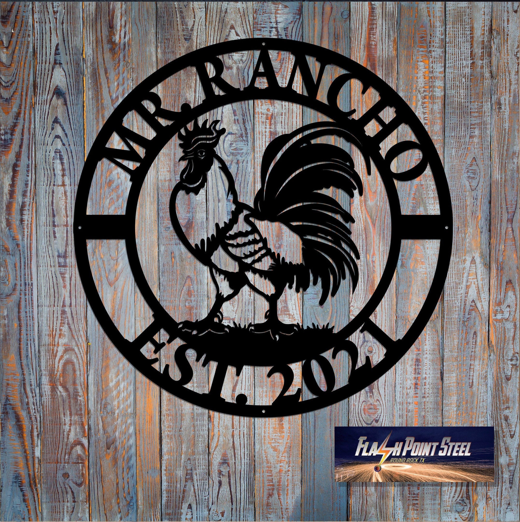 Aeticon PrintPrint Rooster Farm Metal Sign, Cock, Custom, Farmer Sign, Personalized, Established, Plasma Cut Steel Sign, Metal Art, Farmhouse Laser Cut Metal Signs Custom Gift Ideas