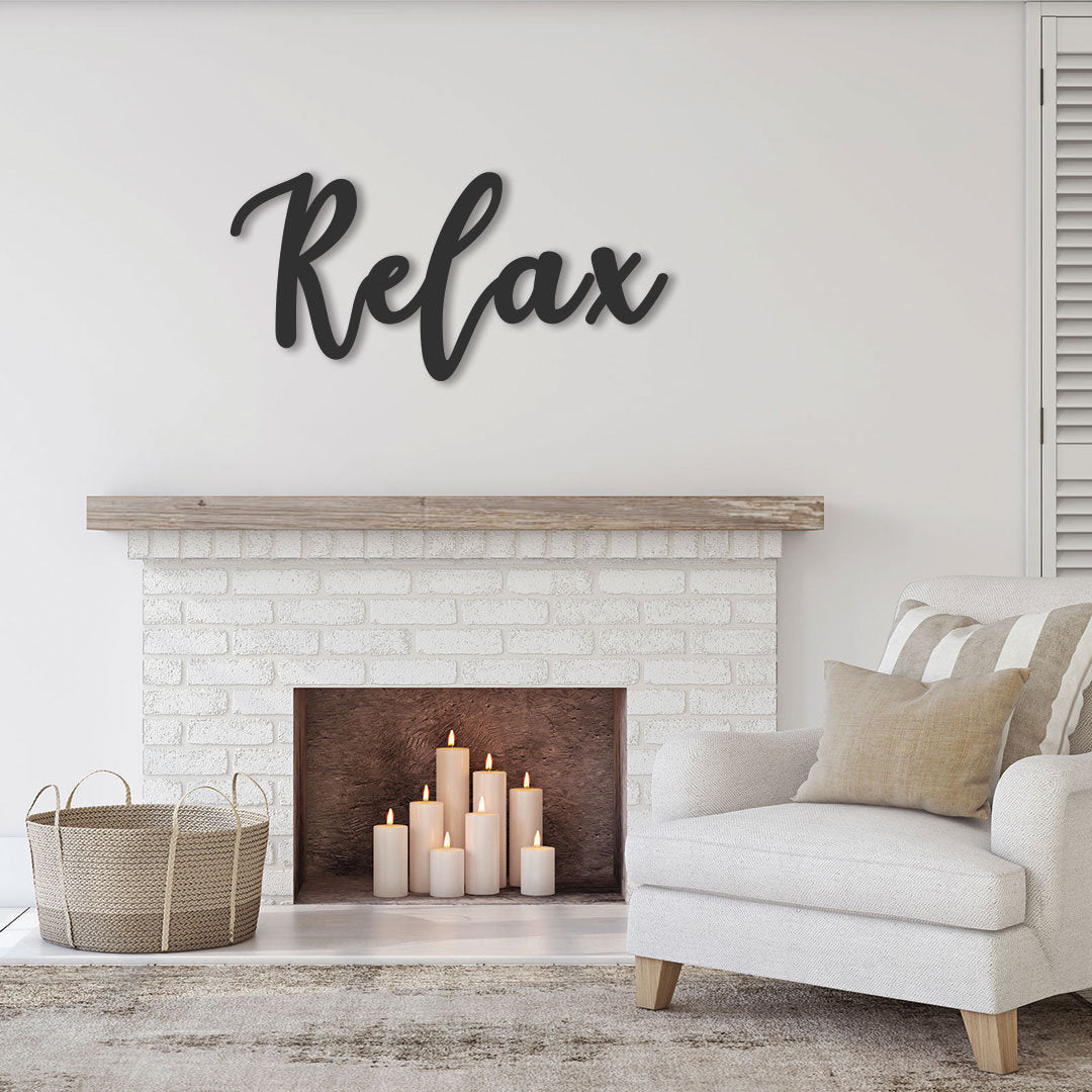 Relax Sign, Relax Metal Sign, Custom Cursive Metal Sign, Personalized Yoga Sign, Yoga Studio Decor, Word Wall Art, Meditation Gift Laser Cut Metal Signs Custom Gift Ideas