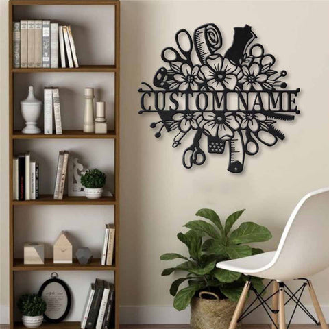 Sewing Tools Personalized Monogram Personalized Metal House Sign