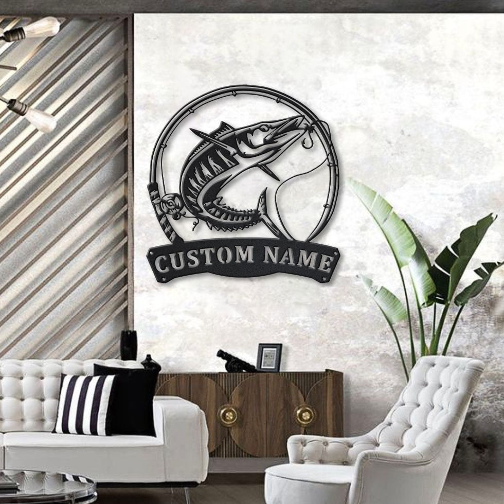 Personalized Wahoo Fishing Fish Pole Metal Sign Art, Custom Wahoo Fishing Metal Sign, Wahoo Fishing Gift, Decor Decorationbirthday Gift Laser Cut Metal Signs Custom Gift Ideas