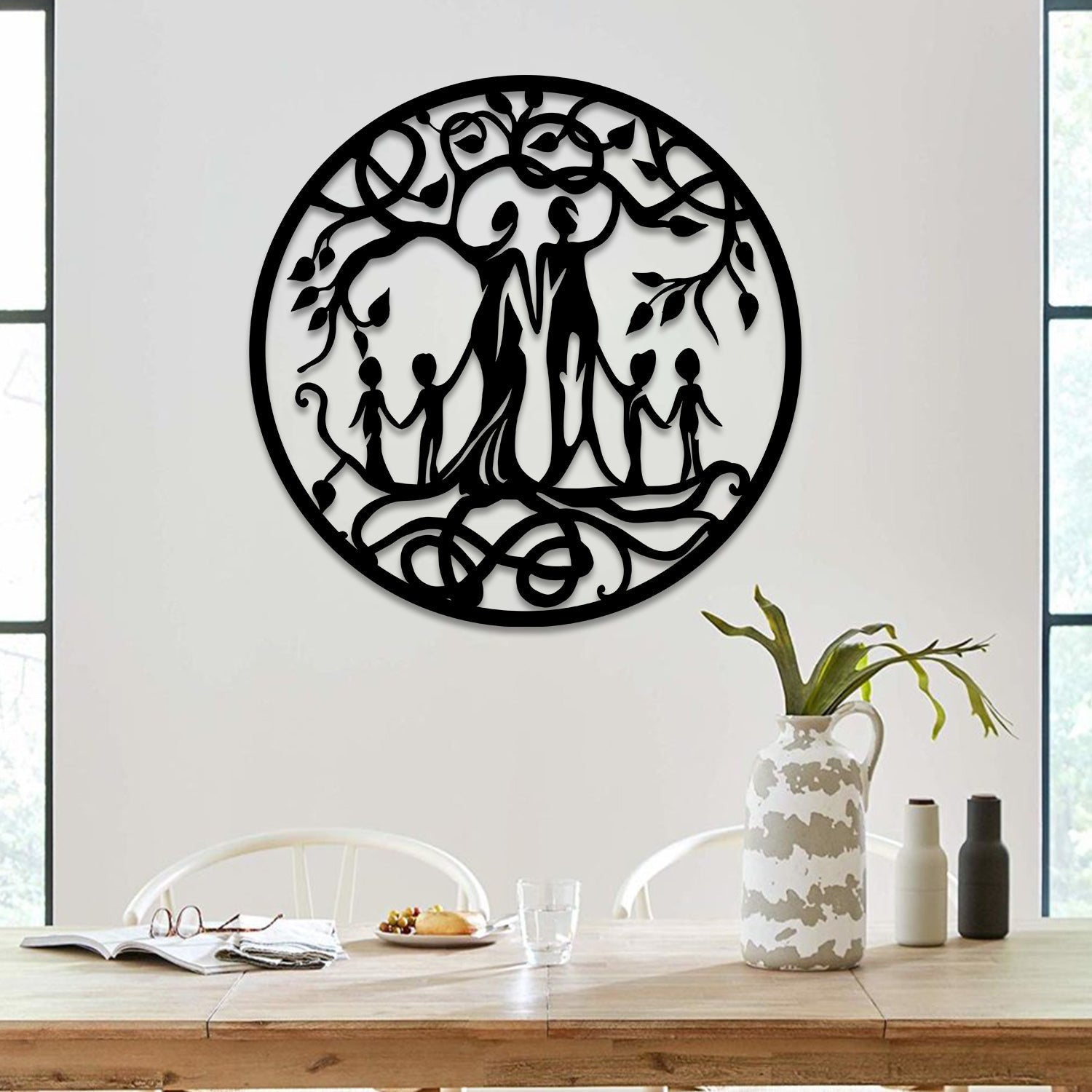 Six Members Family Tree Of Life Metal Sign, Mother's Day Gift Laser Cut Metal Signs Custom Gift Ideas