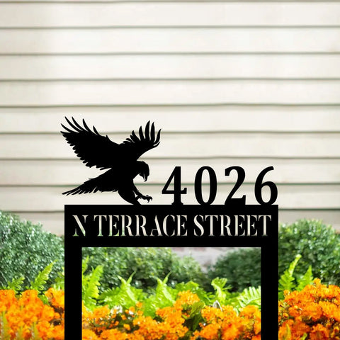 Personalized Street Name Hawk Metal Sign, Front Door Sign, Metal Laser Cut Metal Signs Custom Gift Ideas