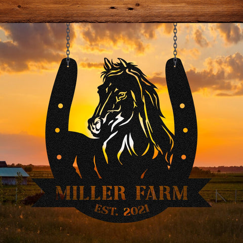 Personalized Metal Farm Sign Horse Hoof Shoes, Metal Laser Cut Metal Signs Custom Gift Ideas