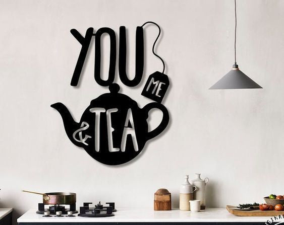 You Me & Tea Teapot Wall Art Decor Cut Metal Sign Laser Cut Metal Signs Custom Gift Ideas