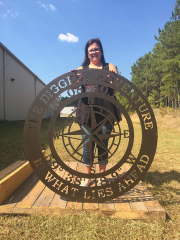 Personalized Gps Compass Metal Quote Sign, Custom Gps Address Cut Metal Sign, Metal Wall Art, Metal House Sign Laser Cut Metal Signs Custom Gift Ideas