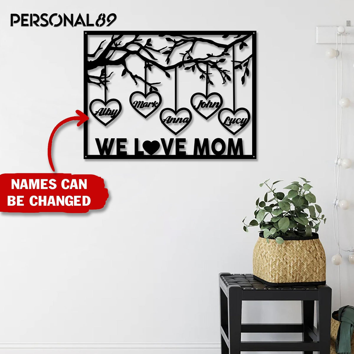 We love mom Tree Personalized Metal House Sign Laser Cut Metal Signs Custom Gift Ideas