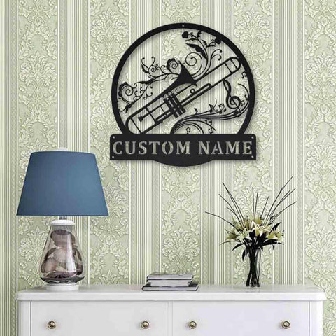 Personalized Trombone Monogram Metal Sign Art, Custom Trombone Monogram Metal Sign, Trumpet Gifts For Funny, Musical Instrument Gift Laser Cut Metal Signs Custom Gift Ideas