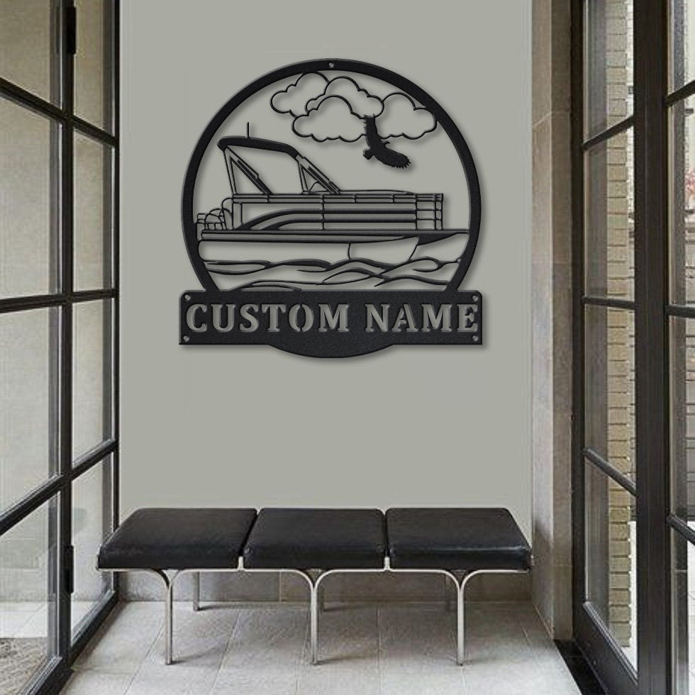 Personalized Pontoon Boat Metal Sign Art, Custom Pontoon Boat Monogram Metal Sign, Pontoon Boat Gifts, Job Gift, Home Decor Laser Cut Metal Signs Custom Gift Ideas