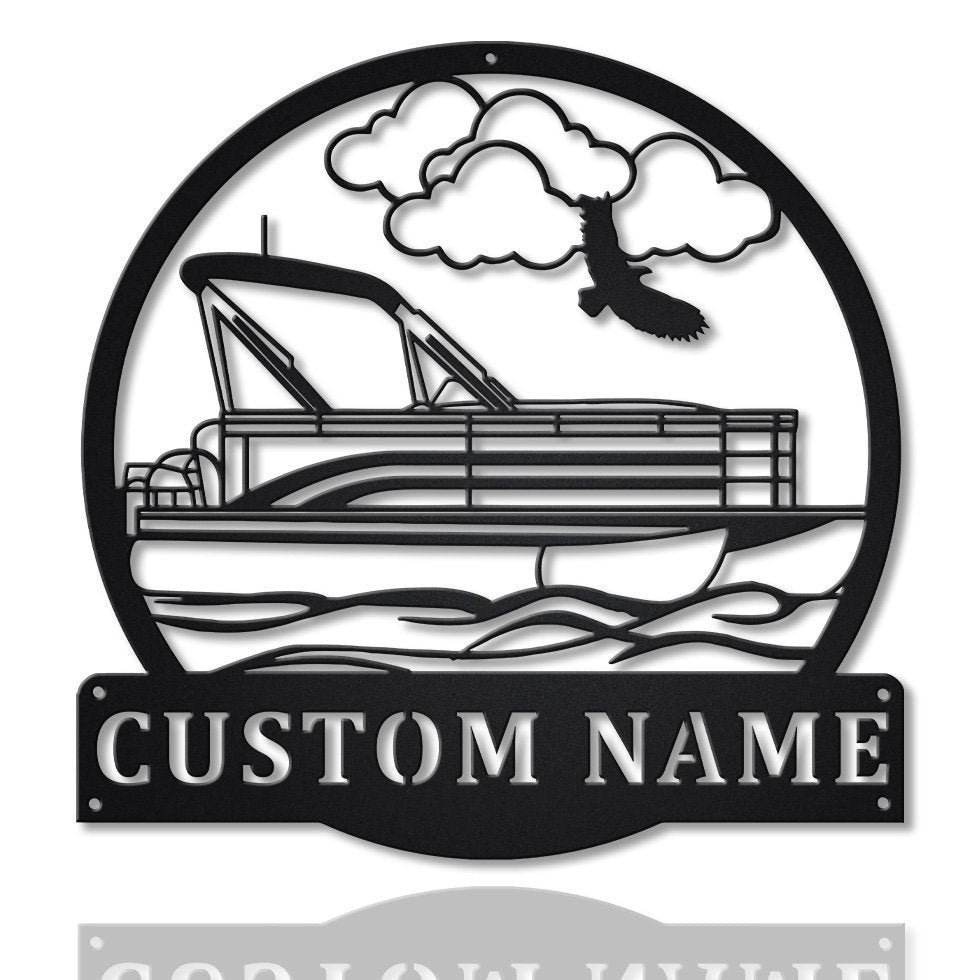 Personalized Pontoon Boat Metal Sign Art, Custom Pontoon Boat Monogram Metal Sign, Pontoon Boat Gifts, Job Gift, Home Decor Laser Cut Metal Signs Custom Gift Ideas