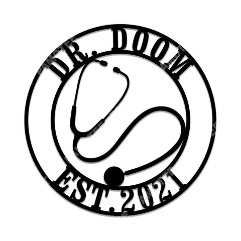 Personalized Stethoscope Doctor Metal Sign, Clinic Steel Plaque, Metal Laser Cut Metal Signs Custom Gift Ideas