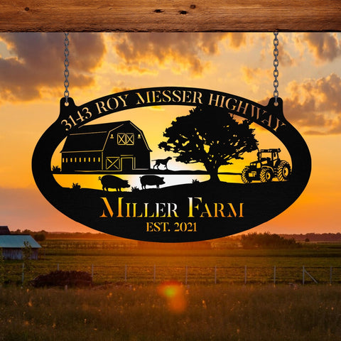 Personalized Metal Farm Sign Barn Dog Pig Tractor, Metal Laser Cut Metal Signs Custom Gift Ideas