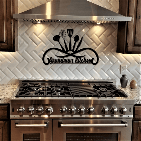 Personalized Kitchen Sign, Grandma's Kitchen, Mom's Kitchen, Metal Wall Art, Custom Gift For Women, Grandma, Mom, Sister, Wife, Dad Laser Cut Metal Signs Custom Gift Ideas