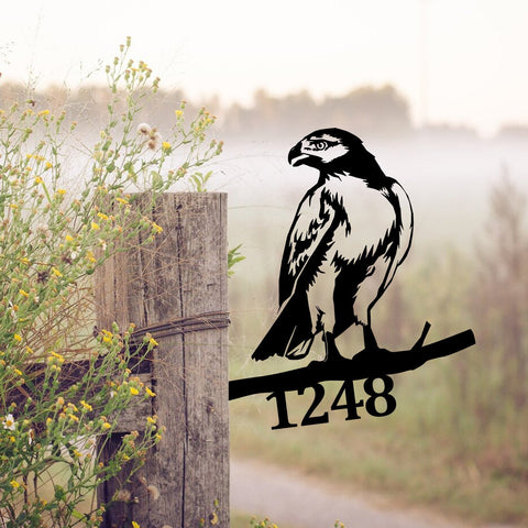 Personalized Hawk Metal Tree Stake, Steel Art, Gift For Father Laser Cut Metal Signs Custom Gift Ideas