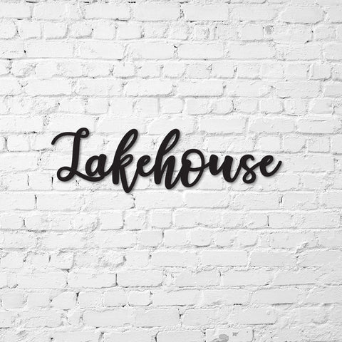 Aeticon PrintPrint Lakehouse Sign, Lakehouse Metal Sign, Custom Lakehouse Decor, Personalized Lakehouse Wall Art, Cursive Lakehouse Word Art Laser Cut Metal Signs Custom Gift Ideas
