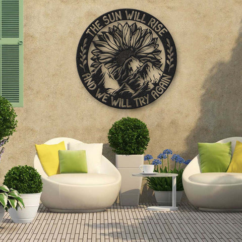 Sunflower Lovers The Sun Will Rise Metal Wall Art Laser Cut Metal Signs Custom Gift Ideas