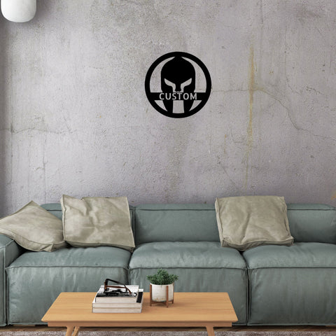 Spartan Helmet Personalized Indoor Outdoor Steel Wall Sign Art Father's Day Dad's He Shed Husband Grandfather Son Brother Man Cave Garage Laser Cut Metal Signs Custom Gift Ideas