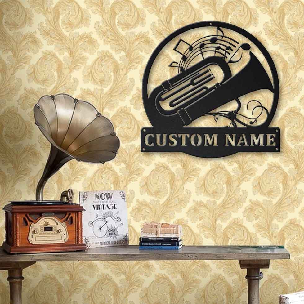 Personalized Tuba Music Monogram Metal Sign Art, Custom Tuba Music Monogram Metal Sign, Tuba Music Gifts For Men, Musical Instrument Laser Cut Metal Signs Custom Gift Ideas