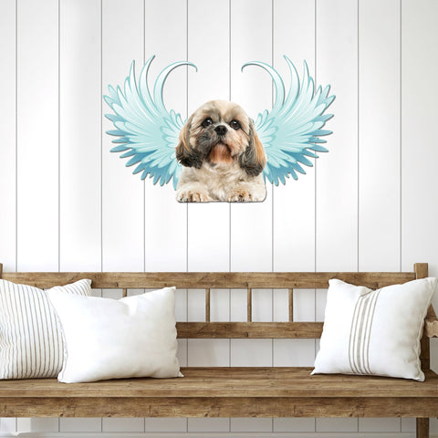 Shih Tzu Angel blue wings Cut Metal Sign Laser Cut Metal Signs Custom Gift Ideas