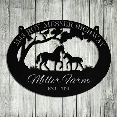 Personalized Metal Horse Sign Monogram, Custom Farm, Stable, Acres, Wall Decor Art Gift Laser Cut Metal Signs Custom Gift Ideas