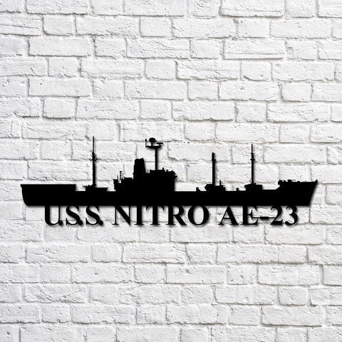 U.s.s. Nitro Ae23 Navy Ship Metal Art, Custom Us Navy Ship Cut Metal Sign, Gift For Navy Veteran, Navy Ships Silhouette Metal Art, Navy Home Decor Laser Cut Metal Signs Custom Gift Ideas