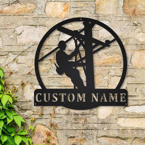 Personalized Lineman Monogram Metal Sign Art, Custom Lineman Monogram Metal Sign, Lineman Gifts, Job Gift, Birthday Gift Laser Cut Metal Signs Custom Gift Ideas