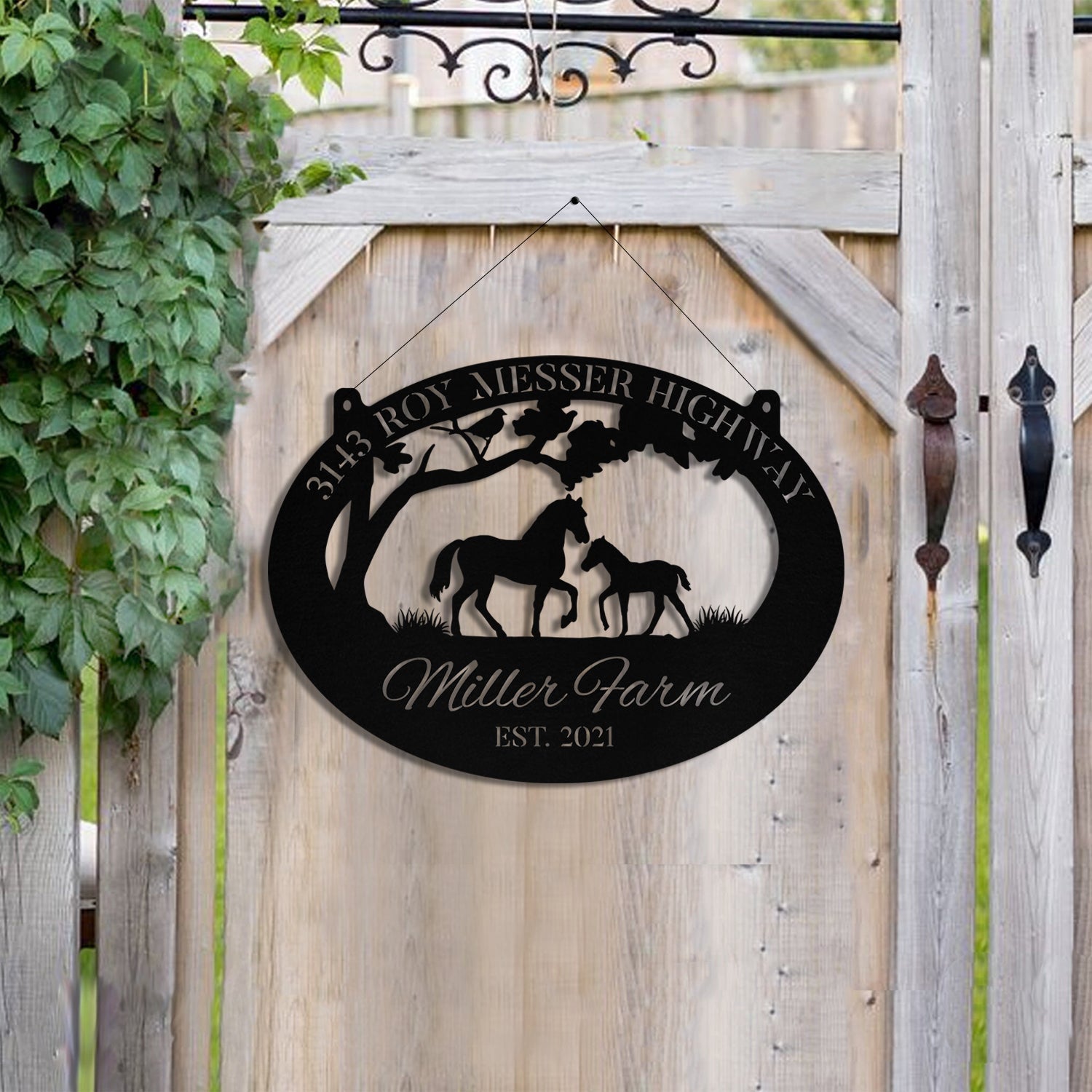 Personalized Metal Horse Sign Monogram, Custom Farm, Stable, Acres, Wall Decor Art Gift Laser Cut Metal Signs Custom Gift Ideas