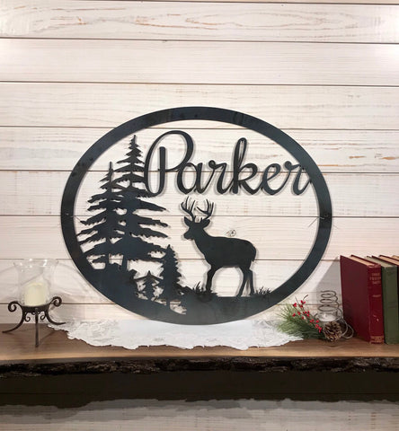 Personalized Last Name Metal Deer Sign Deer Hunter Gift 36 Inch Large Metal Sign Laser Cut Metal Signs Custom Gift Ideas