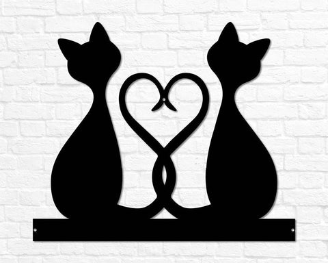 Two Cats With Heart for Cat Lovers Wall Art Decor Cut Metal Sign Laser Cut Metal Signs Custom Gift Ideas