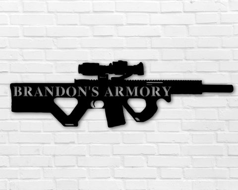 Personalized Gun Name Sign, Gun Owner Gift, Armory Decor, 2nd Amendment, Army Gift, Veteran Gift, Father's Day Gift, Hunting Gift, Ar15 Laser Cut Metal Signs Custom Gift Ideas