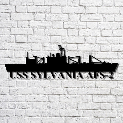 Uss Sylvania Afs2 Navy Ship Metal Art, Gift For Navy Veteran, Navy Ships Silhouette Metal Art, Navy Home Decor Laser Cut Metal Signs Custom Gift Ideas