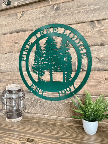 Personalized Pine Tree Metal Sign, Cut Metal Sign, Metal Wall Art, Metal House Sign Laser Cut Metal Signs Custom Gift Ideas