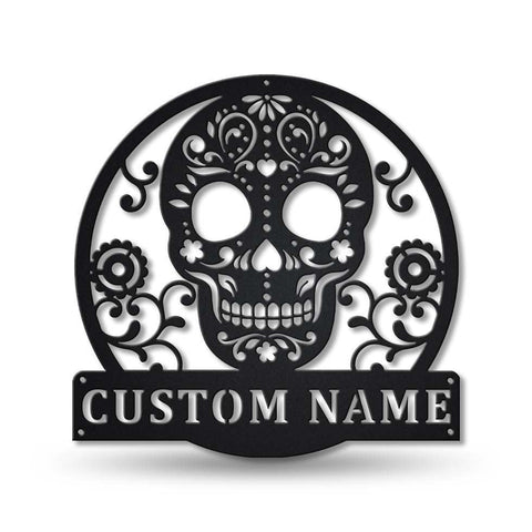 Personalized Sugar Skull Metal Sign Art, Custom Sugar Skull Monogram Metal Sign, Sugar Skull Gifts Funny, Hobbie Gift, Birthday Gift Laser Cut Metal Signs Custom Gift Ideas