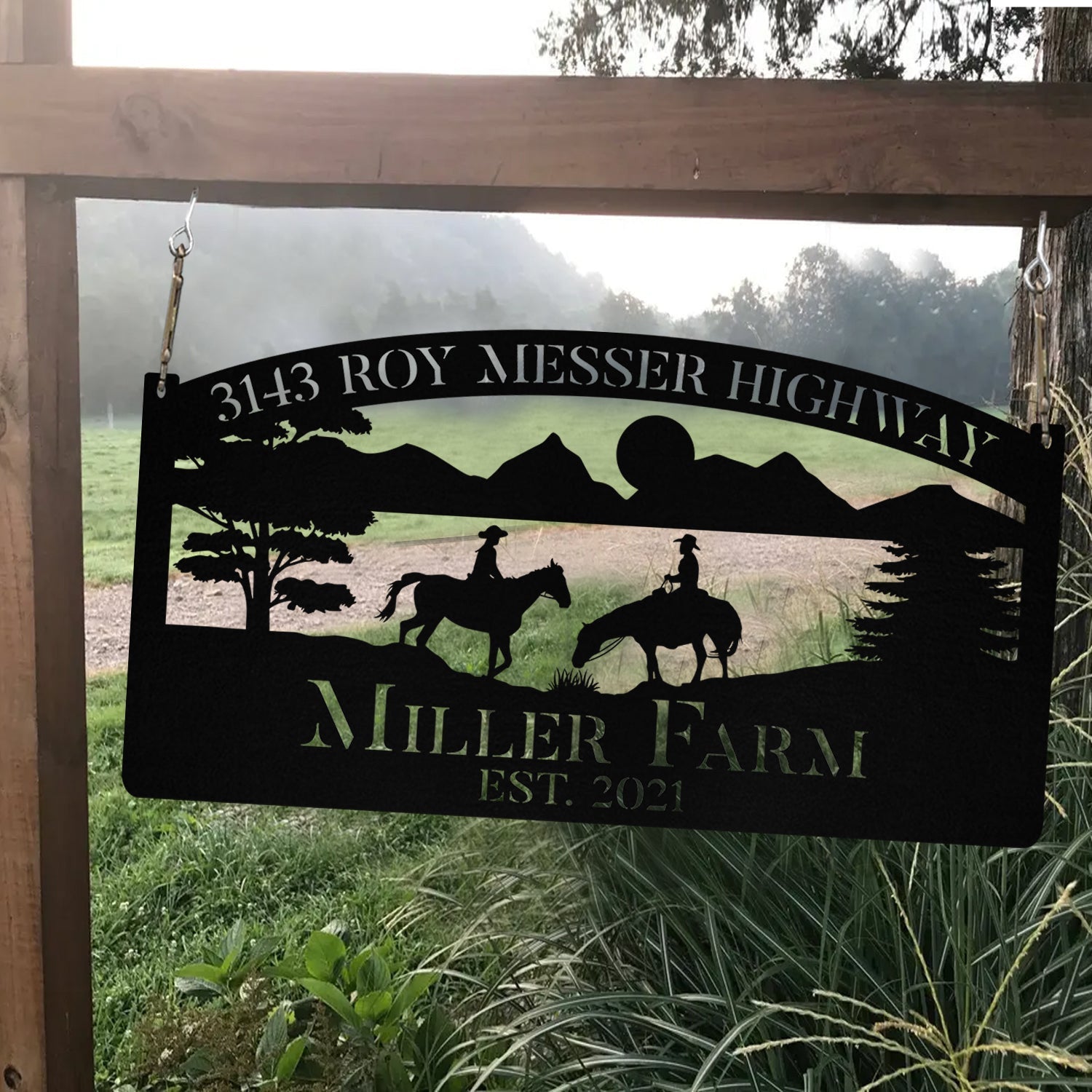 Personalized Metal Horse Rider Sign Monogram, Custom Outdoor Farm, Farmhouse, Metal Laser Cut Metal Signs Custom Gift Ideas