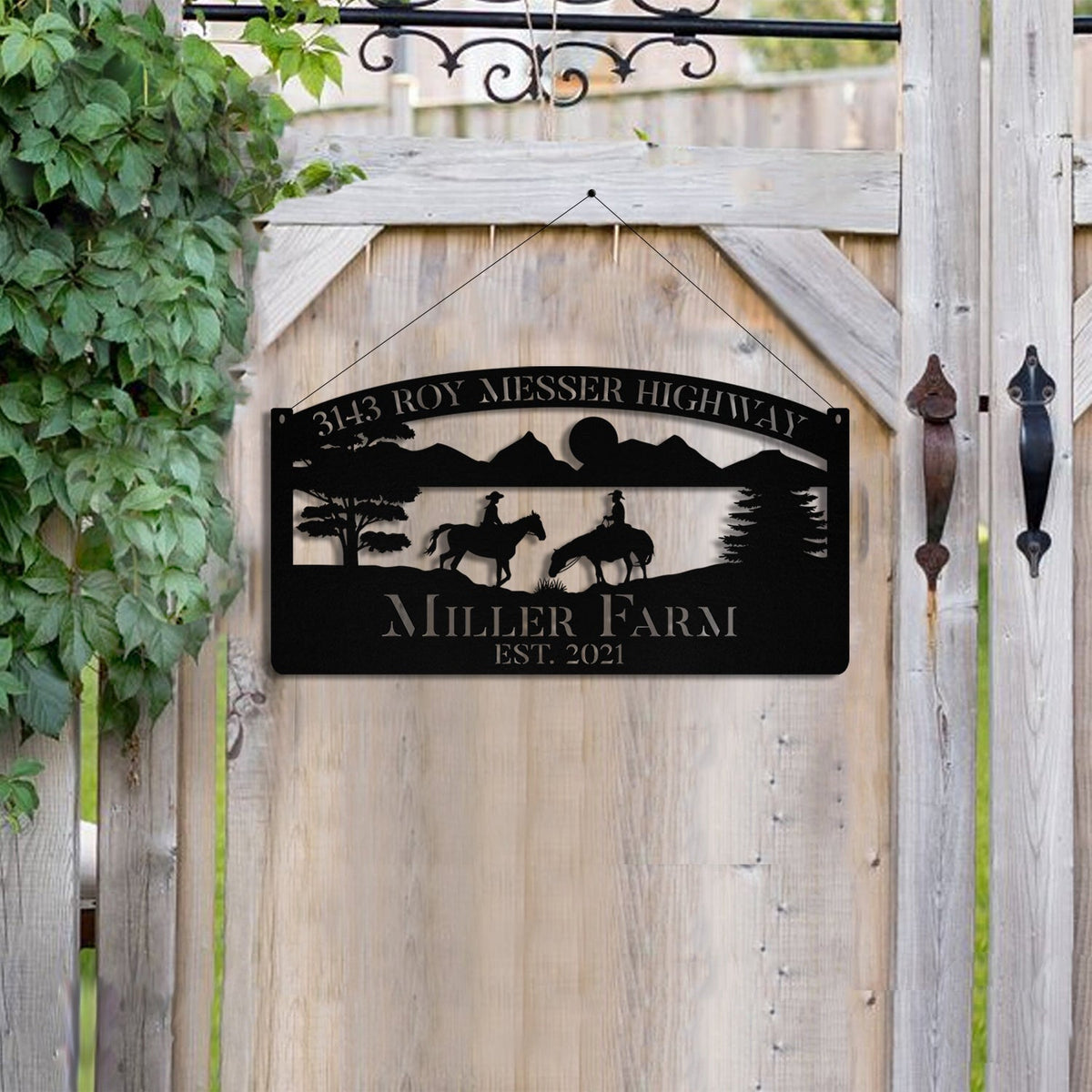 Personalized Metal Horse Rider Sign Monogram, Custom Outdoor Farm, Farmhouse, Metal Laser Cut Metal Signs Custom Gift Ideas