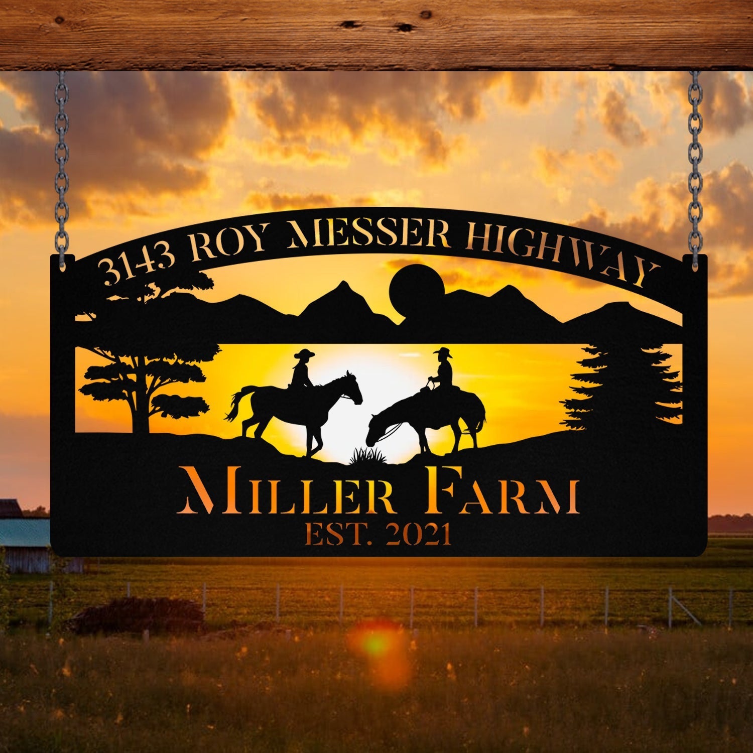 Personalized Metal Horse Rider Sign Monogram, Custom Outdoor Farm, Farmhouse, Metal Laser Cut Metal Signs Custom Gift Ideas